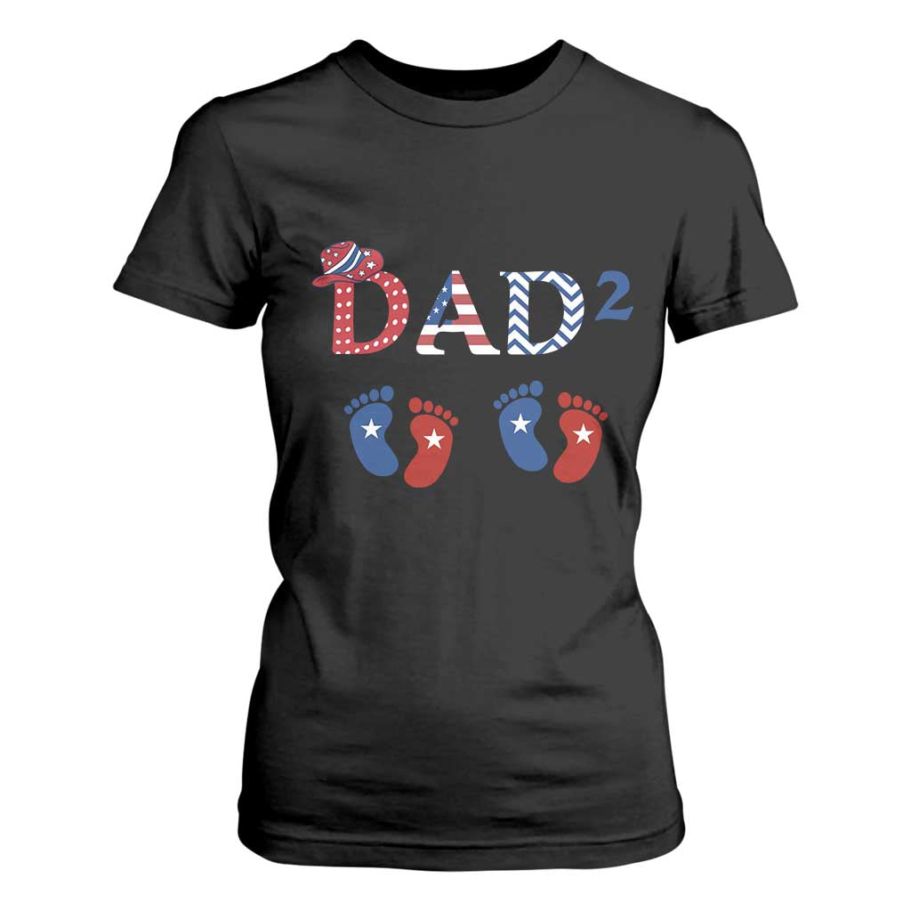 Patriotic Twin Dad American Flag T Shirt For Women Father Of Twins USA Gift TS12 Black Print Your Wear