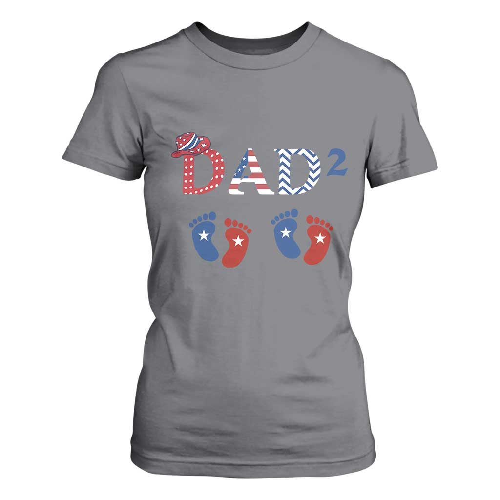 Patriotic Twin Dad American Flag T Shirt For Women Father Of Twins USA Gift TS12 Charcoal Print Your Wear