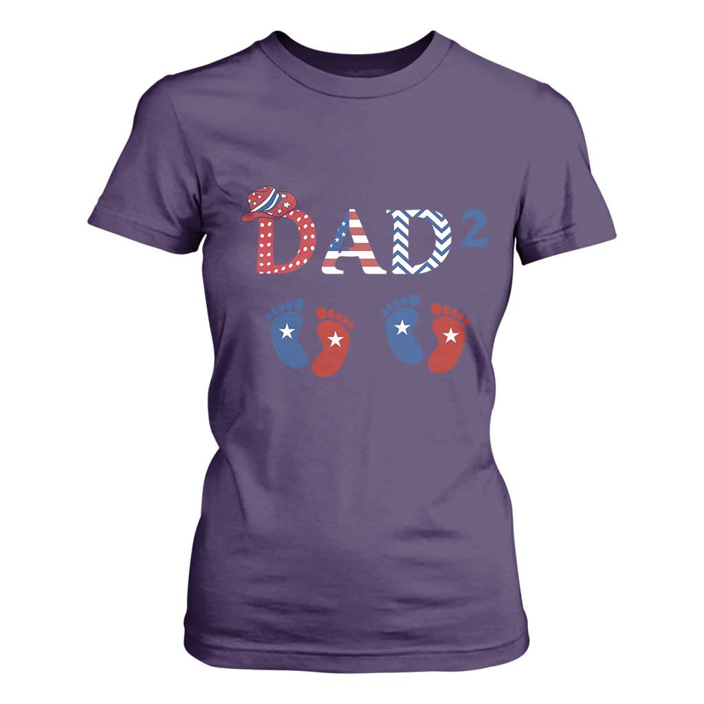 Patriotic Twin Dad American Flag T Shirt For Women Father Of Twins USA Gift TS12 Purple Print Your Wear