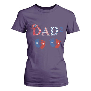 Patriotic Twin Dad American Flag T Shirt For Women Father Of Twins USA Gift TS12 Purple Print Your Wear
