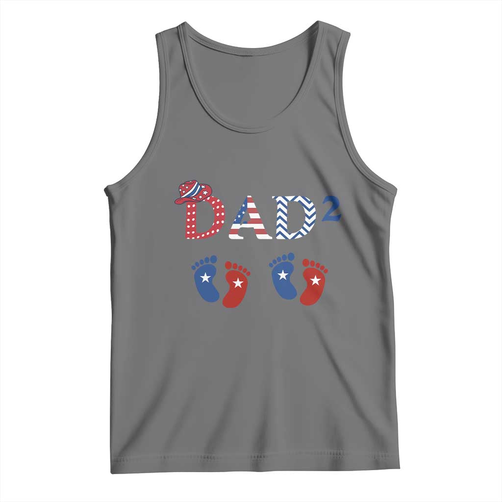 Patriotic Twin Dad American Flag Tank Top Father Of Twins USA Gift TS12 Black Heather Print Your Wear