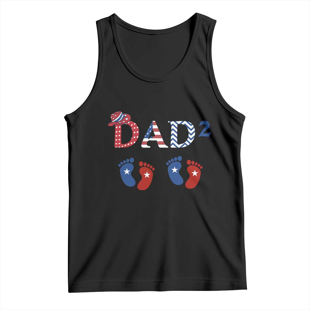 Patriotic Twin Dad American Flag Tank Top Father Of Twins USA Gift TS12 Black Print Your Wear