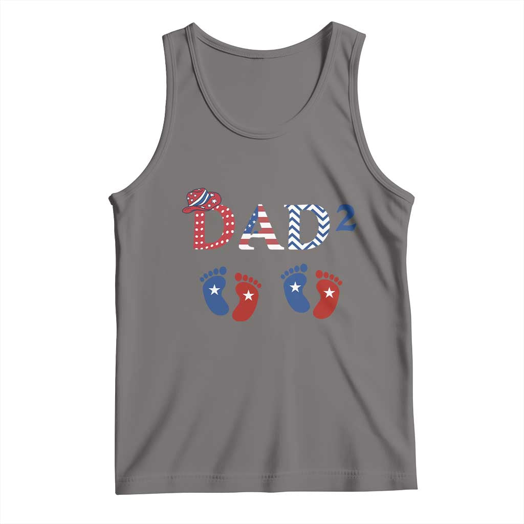 Patriotic Twin Dad American Flag Tank Top Father Of Twins USA Gift TS12 Deep Heather Print Your Wear