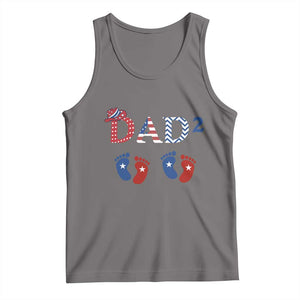 Patriotic Twin Dad American Flag Tank Top Father Of Twins USA Gift TS12 Deep Heather Print Your Wear