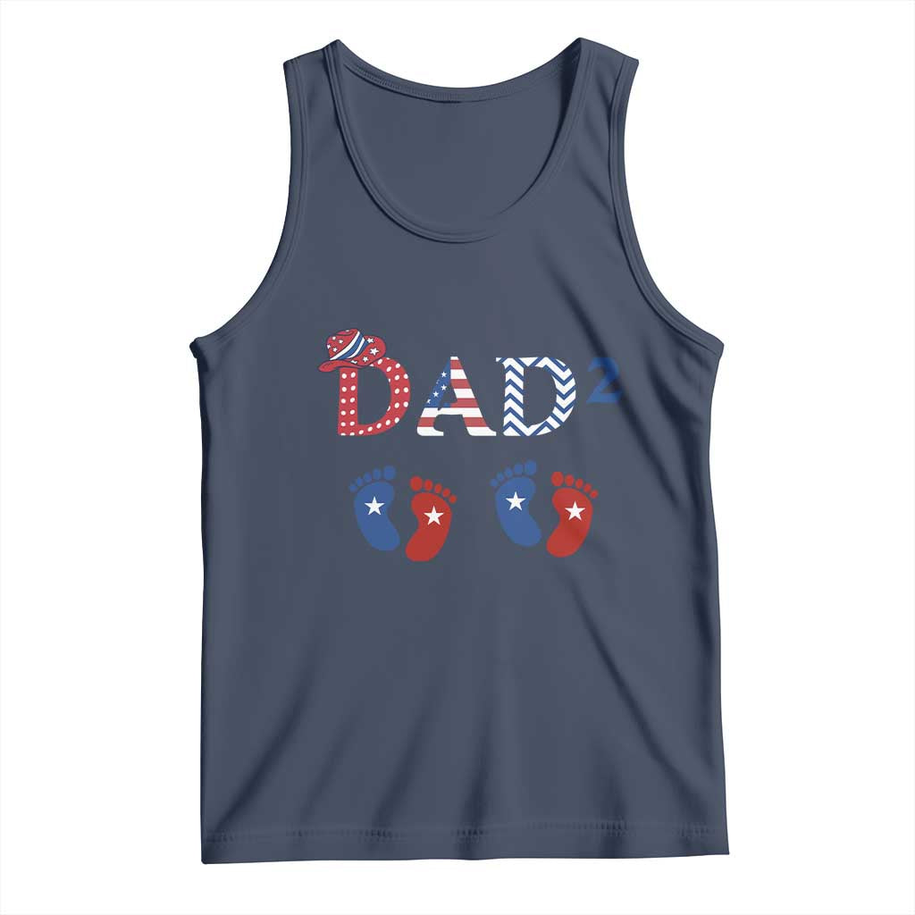 Patriotic Twin Dad American Flag Tank Top Father Of Twins USA Gift TS12 Navy Print Your Wear