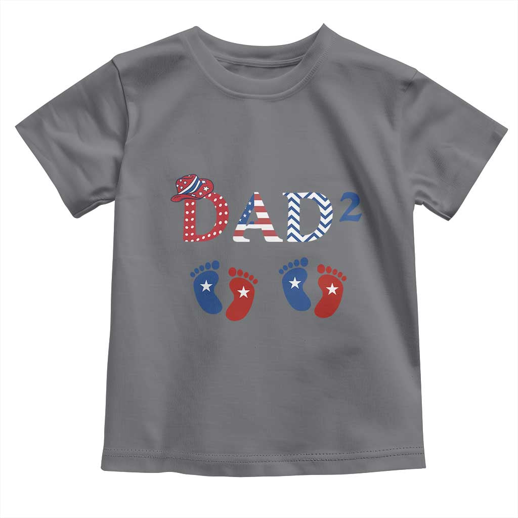 Patriotic Twin Dad American Flag Toddler T Shirt Father Of Twins USA Gift TS12 Charcoal Print Your Wear