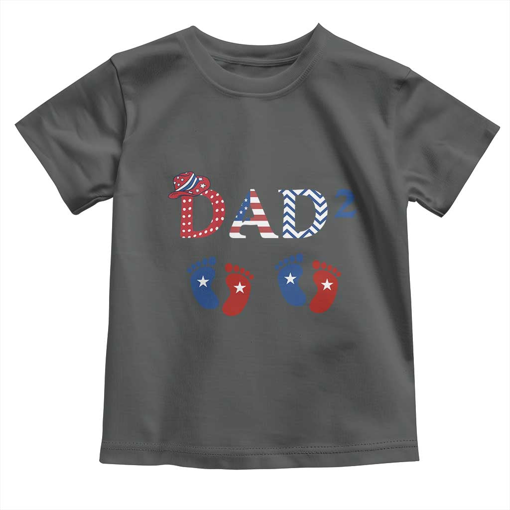 Patriotic Twin Dad American Flag Toddler T Shirt Father Of Twins USA Gift TS12 Dark Heather Print Your Wear