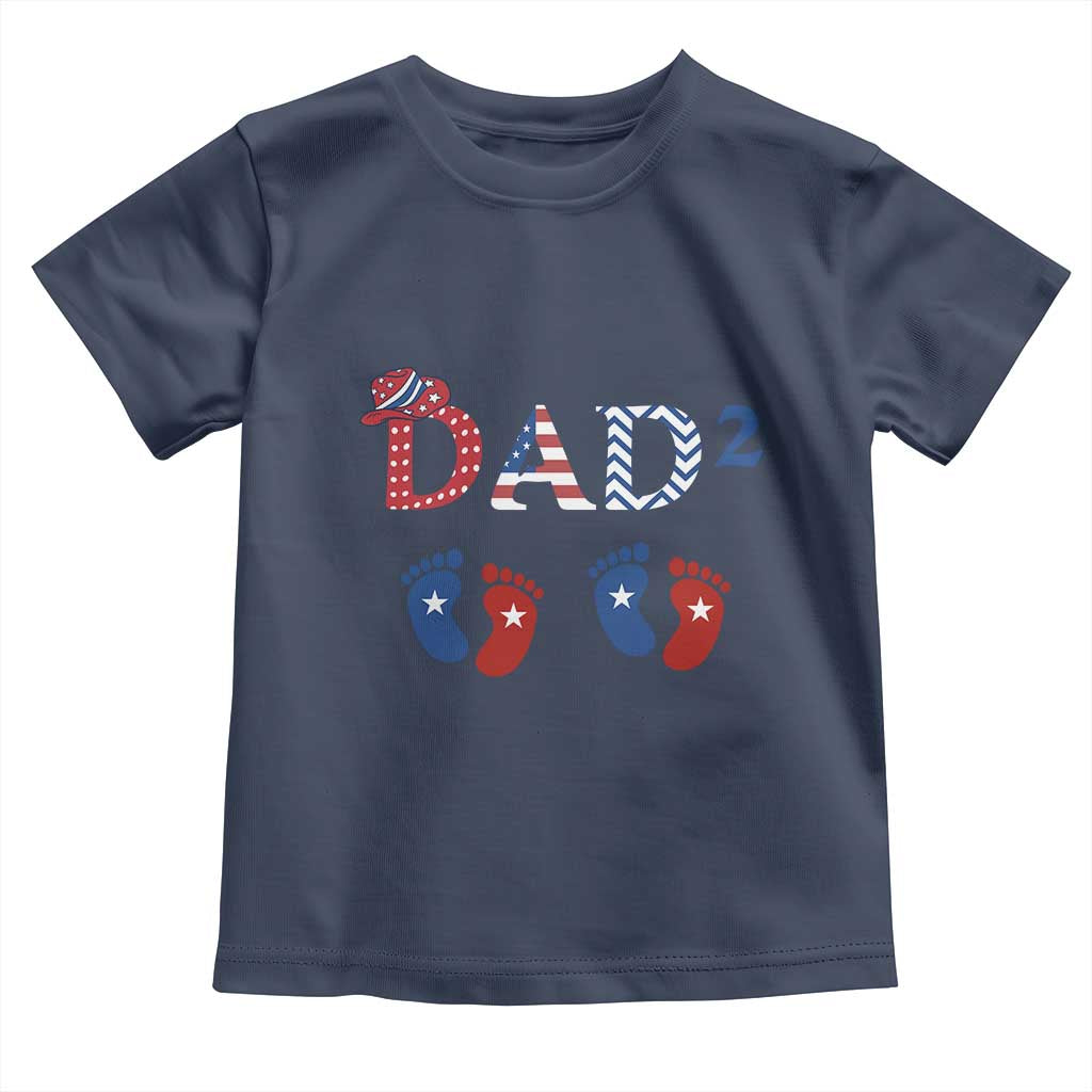 Patriotic Twin Dad American Flag Toddler T Shirt Father Of Twins USA Gift TS12 Navy Print Your Wear