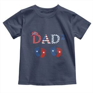 Patriotic Twin Dad American Flag Toddler T Shirt Father Of Twins USA Gift TS12 Navy Print Your Wear