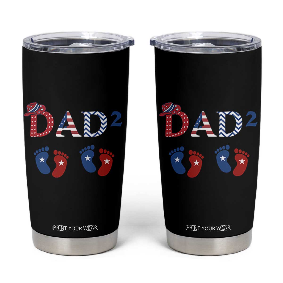 Patriotic Twin Dad American Flag Tumbler Cup Father Of Twins USA Gift TS12 Black Print Your Wear