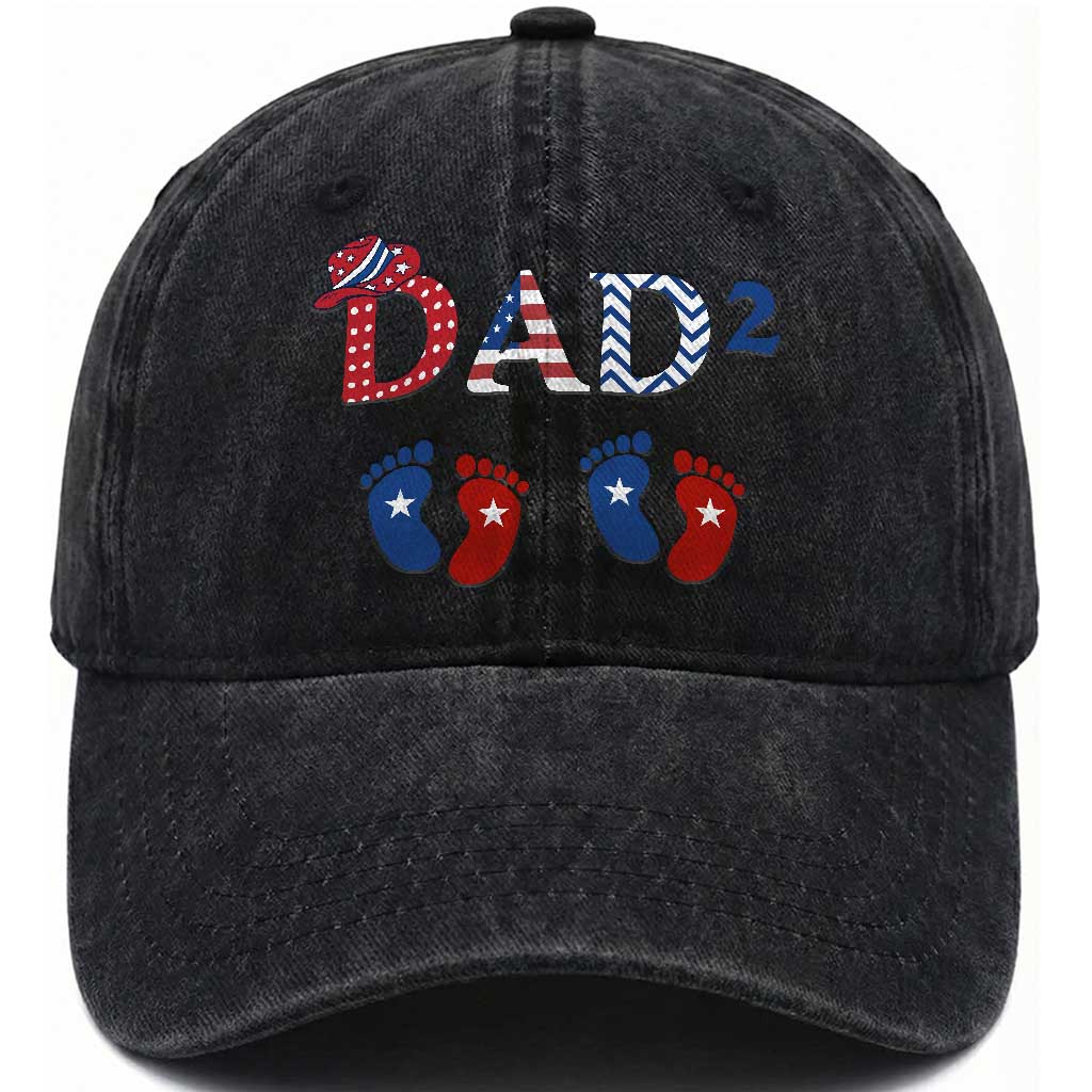 Patriotic Twin Dad American Flag Washed Cotton Baseball Cap Father Of Twins USA Gift TS12 Print Your Wear