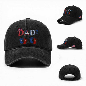 Patriotic Twin Dad American Flag Washed Cotton Baseball Cap Father Of Twins USA Gift TS12 Washed Cap Universal Fit Black Print Your Wear