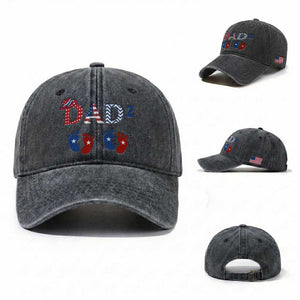 Patriotic Twin Dad American Flag Washed Cotton Baseball Cap Father Of Twins USA Gift TS12 Washed Cap Universal Fit Dark Gray Print Your Wear