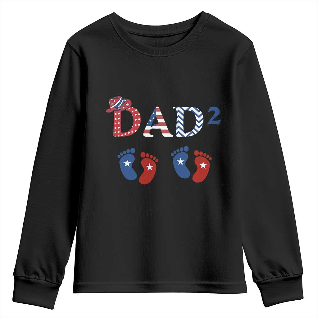 Patriotic Twin Dad American Flag Youth Sweatshirt Father Of Twins USA Gift TS12 Black Print Your Wear