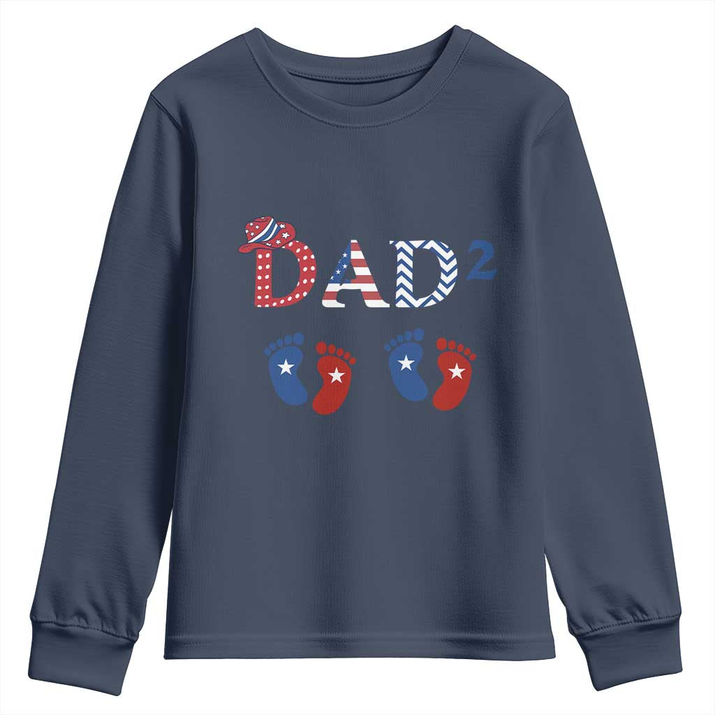 Patriotic Twin Dad American Flag Youth Sweatshirt Father Of Twins USA Gift TS12 Navy Print Your Wear