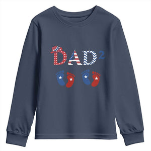 Patriotic Twin Dad American Flag Youth Sweatshirt Father Of Twins USA Gift TS12 Navy Print Your Wear