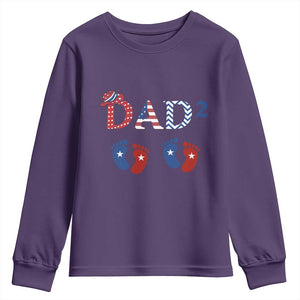 Patriotic Twin Dad American Flag Youth Sweatshirt Father Of Twins USA Gift TS12 Purple Print Your Wear