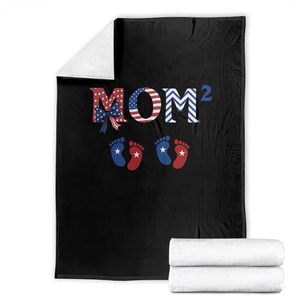 Patriotic Twin Mom Announcement American Flag Gift Throw Blanket