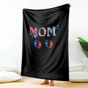 Patriotic Twin Mom Announcement American Flag Gift Throw Blanket