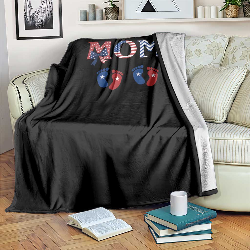 Patriotic Twin Mom Announcement American Flag Gift Throw Blanket