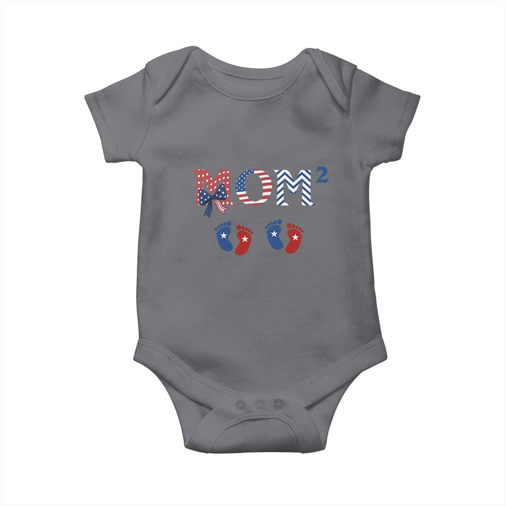 Patriotic Twin Mom Announcement American Flag Gift Baby Onesie TS12 Charcoal Print Your Wear