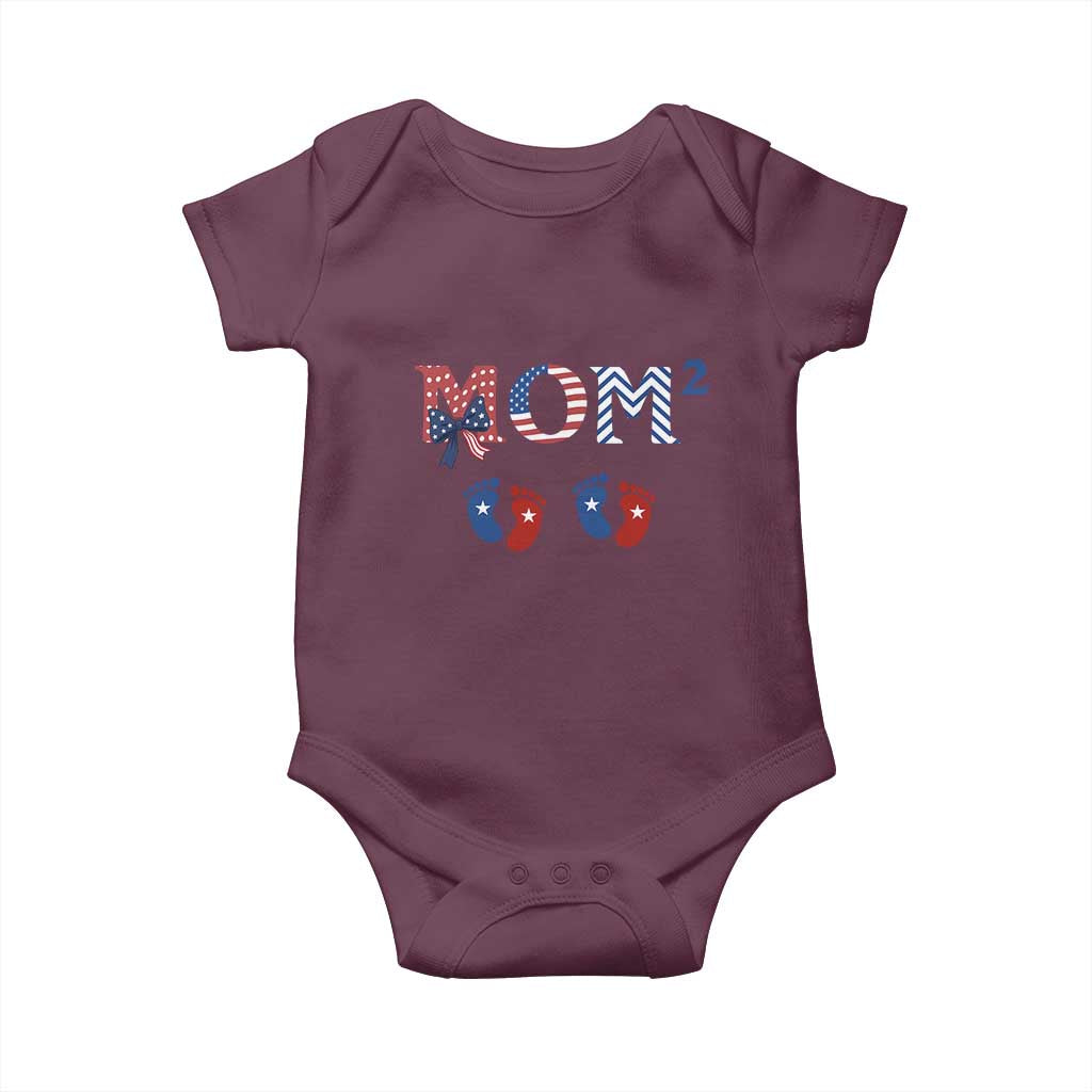 Patriotic Twin Mom Announcement American Flag Gift Baby Onesie TS12 Maroon Print Your Wear