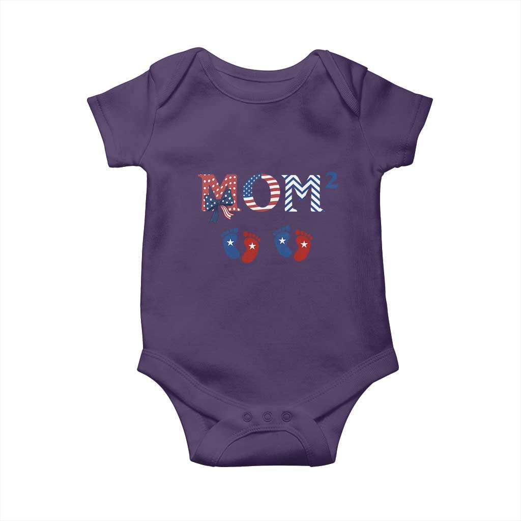 Patriotic Twin Mom Announcement American Flag Gift Baby Onesie TS12 Purple Print Your Wear