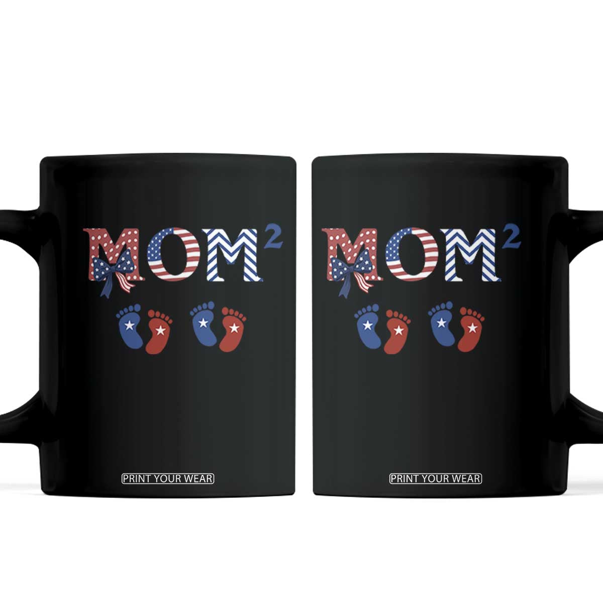 Patriotic Twin Mom Announcement American Flag Gift Coffee Mug TS12 Black Print Your Wear