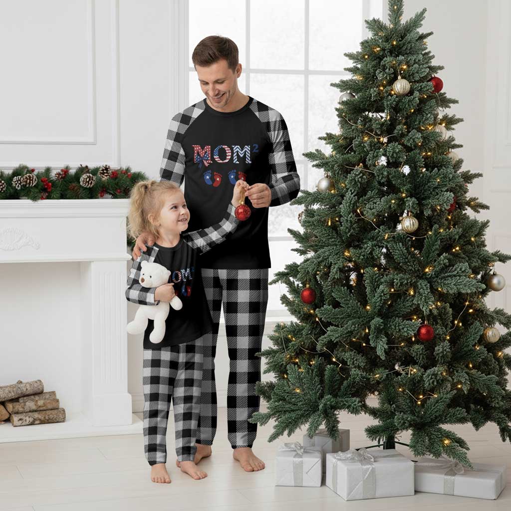 Patriotic Twin Mom Announcement American Flag Gift Plaid Pajama Set TS12 White Plaid Print Your Wear