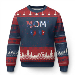 Patriotic Twin Mom Announcement American Flag Gift Ugly Christmas Sweater TS12 Navy Red Print Your Wear