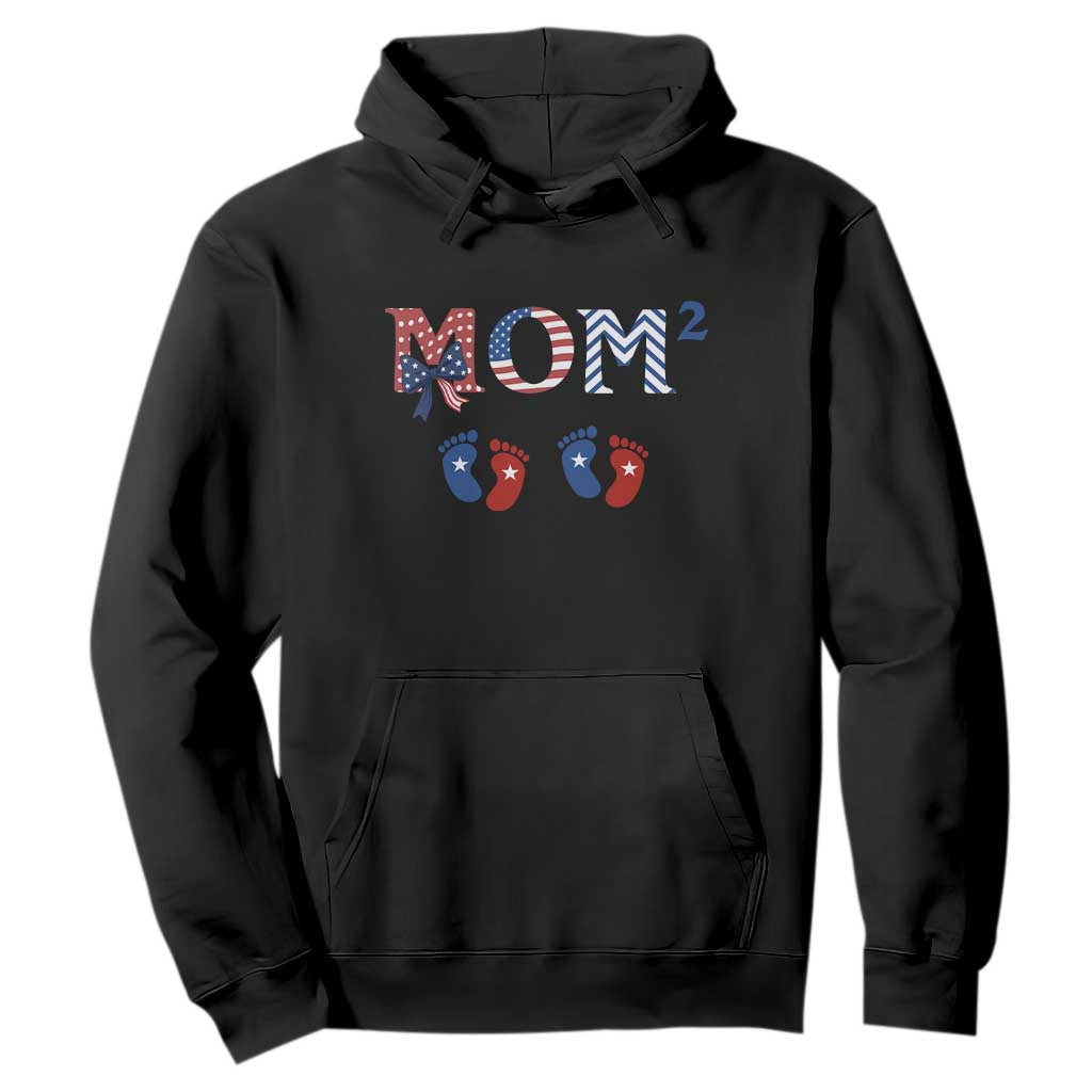 Patriotic Twin Mom Announcement American Flag Gift Hoodie