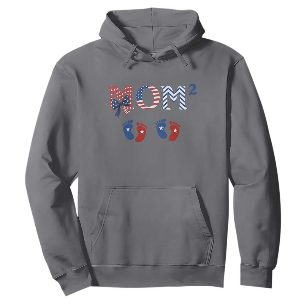 Patriotic Twin Mom Announcement American Flag Gift Hoodie