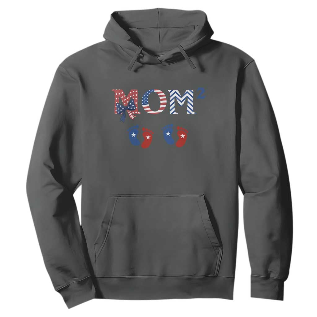 Patriotic Twin Mom Announcement American Flag Gift Hoodie