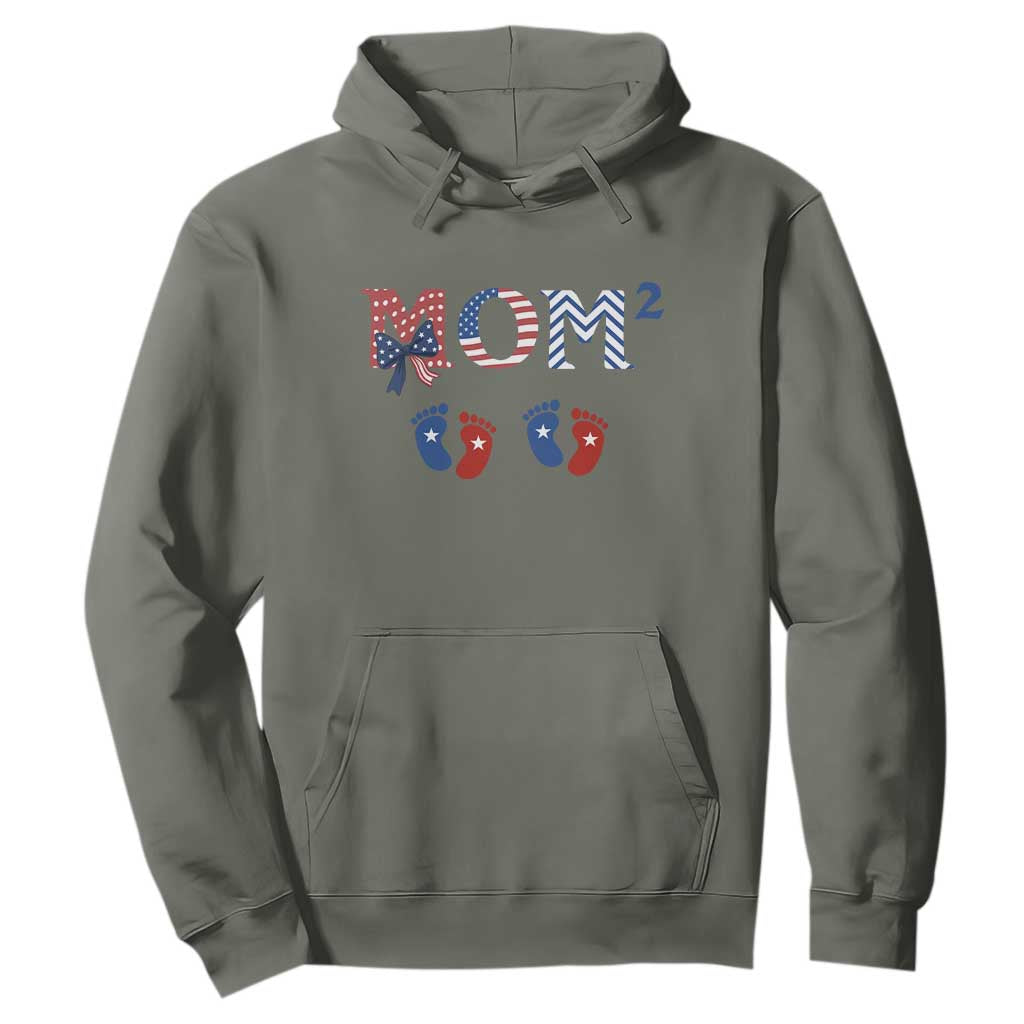 Patriotic Twin Mom Announcement American Flag Gift Hoodie
