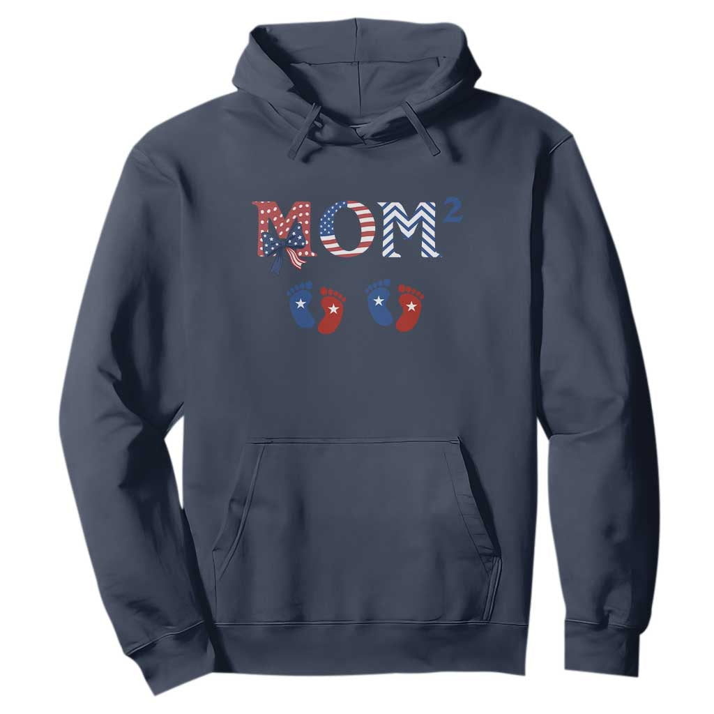 Patriotic Twin Mom Announcement American Flag Gift Hoodie