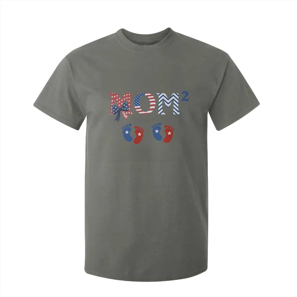 Patriotic Twin Mom Announcement American Flag Gift T Shirt For Kid TS12 Military Green Print Your Wear