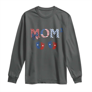 Patriotic Twin Mom Announcement American Flag Gift Long Sleeve Shirt TS12 Dark Heather Print Your Wear