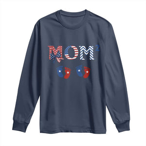 Patriotic Twin Mom Announcement American Flag Gift Long Sleeve Shirt TS12 Navy Print Your Wear