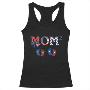 Patriotic Twin Mom Announcement American Flag Gift Racerback Tank Top TS12 Black Print Your Wear