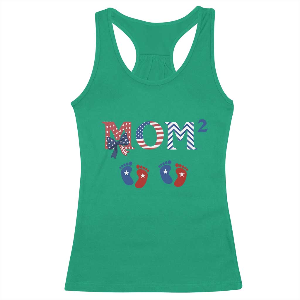 Patriotic Twin Mom Announcement American Flag Gift Racerback Tank Top TS12 Irish Green Print Your Wear