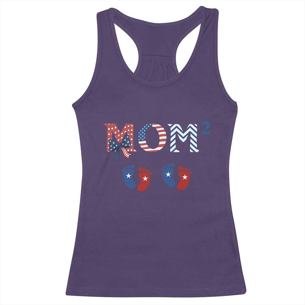 Patriotic Twin Mom Announcement American Flag Gift Racerback Tank Top TS12 Purple Print Your Wear