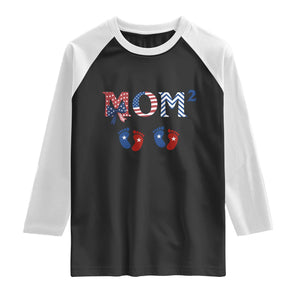 Patriotic Twin Mom Announcement American Flag Gift Raglan Shirt