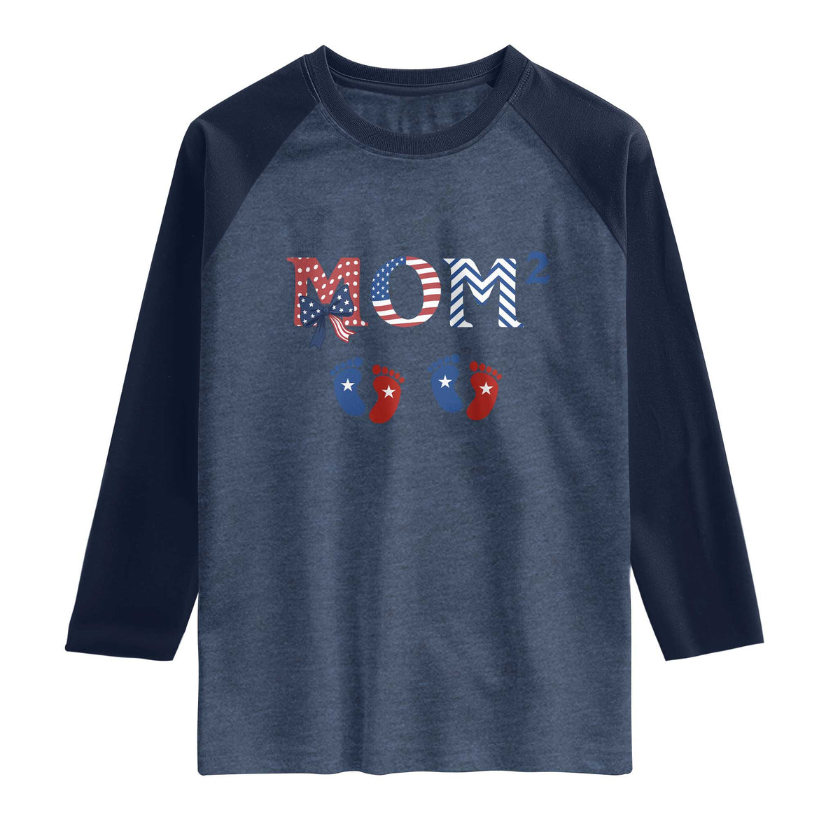 Patriotic Twin Mom Announcement American Flag Gift Raglan Shirt