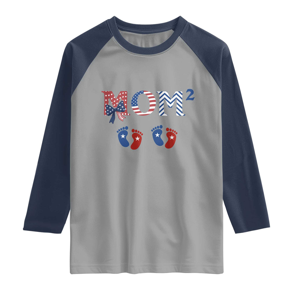 Patriotic Twin Mom Announcement American Flag Gift Raglan Shirt