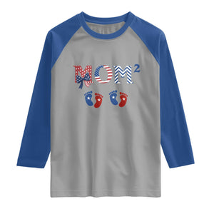 Patriotic Twin Mom Announcement American Flag Gift Raglan Shirt