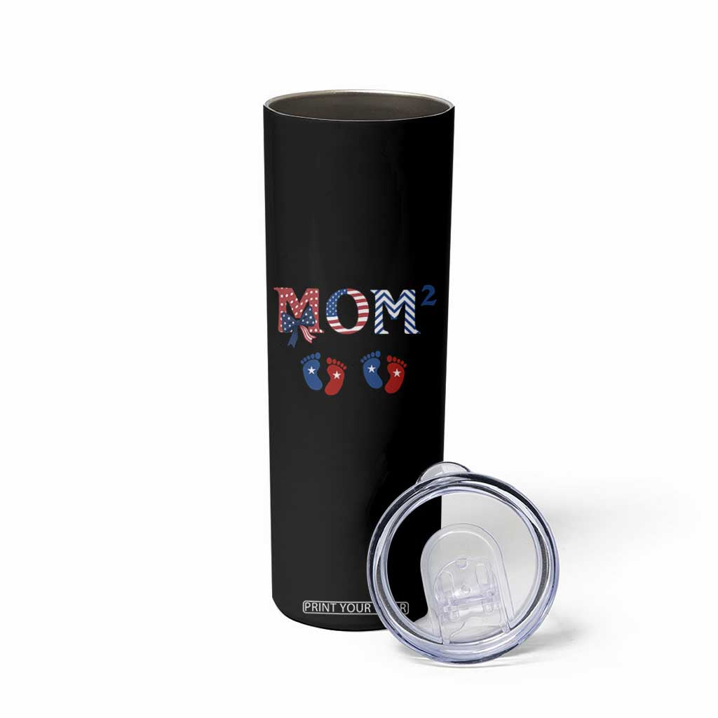 Patriotic Twin Mom Announcement American Flag Gift Skinny Tumbler TS12 Print Your Wear