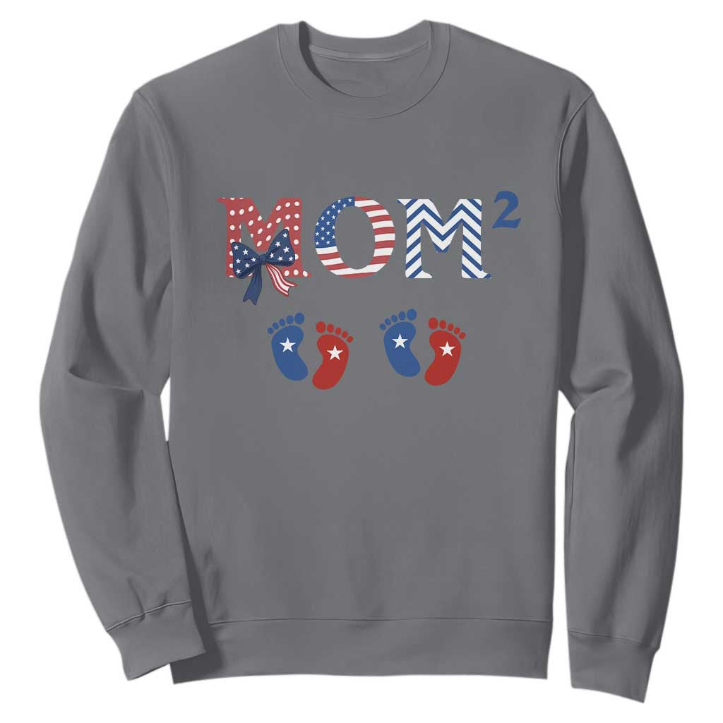 Patriotic Twin Mom Announcement American Flag Gift Sweatshirt TS12 Charcoal Print Your Wear