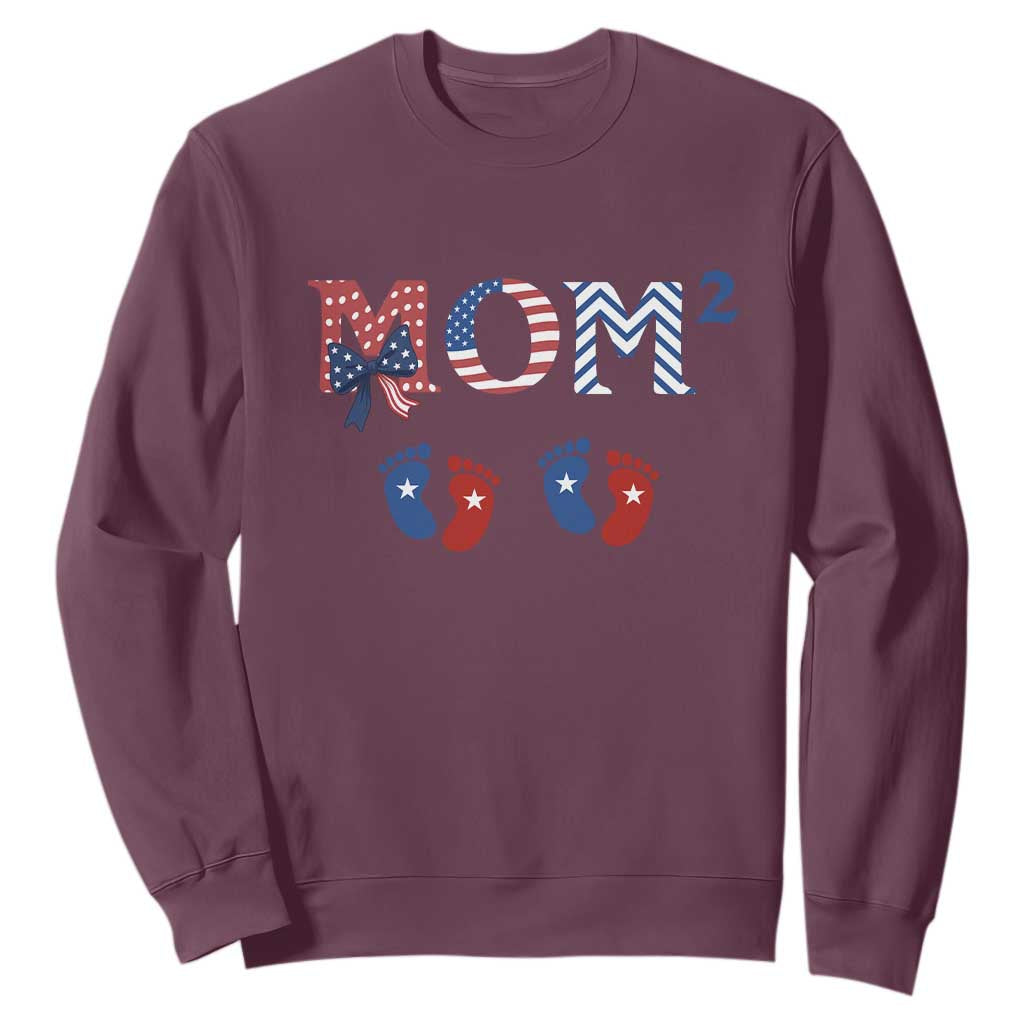 Patriotic Twin Mom Announcement American Flag Gift Sweatshirt TS12 Maroon Print Your Wear