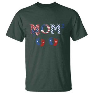 Patriotic Twin Mom Announcement American Flag Gift T Shirt TS12 Dark Forest Green Print Your Wear