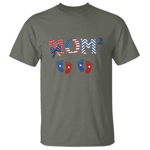 Patriotic Twin Mom Announcement American Flag Gift T Shirt TS12 Military Green Print Your Wear